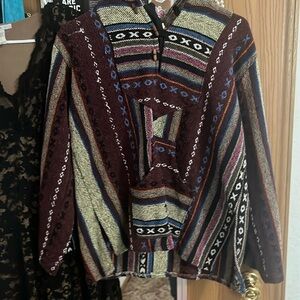 90s Boho style hoodie with pockets